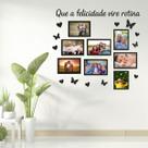 Mural de Fotos 10x15 MDF Preto com Frase e Borboletas 21 Peças com dupla face Mural de Fotos 10x15 MDF Preto com Frase e Borboletas 21 Peças com dupla face