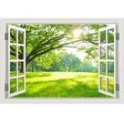 Mural de parede Fake Window Green Forest Tree Office Home Decor