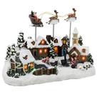 Musical LED Village Kurt Adler com Papai Noel e Veado 28 cm com música
