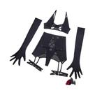 Muziskat verão sizzler novo feminino sexy tiras transparente malha lingerie conjunto de quatro peças Muziskat verão sizzler novo feminino sexy tiras transparente malha lingerie conjunto de quatro peças