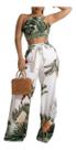 N-B0313-Conjunto Feminino Top Cropped Calça Estampada Sexy 606k