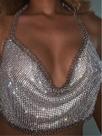 N-B0408- Blusa Top Cropped Bordado Pedraria Brilho Festa Balada Luxo N-B0408- Blusa Top Cropped Bordado Pedraria Brilho Festa Balada Luxo