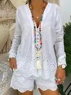 N-C1401-Conjunto Feminino Blusa Short Laise Renda Ano Novo U19