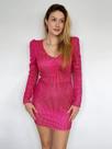 N-D0314-Vestido Festa Luxo Paetê Brilho Decote V Ombreiras 5j2906