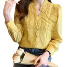 N-F0903-Camisa Blusa Feminina Social Bordada Babado Lese Batizado A3