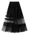 N-F3735-Saia Feminina Festa Tule Babado Camada Moda Evangélica Ag551