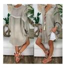 N-H0901-Camisa Vestido Saída Blusa Maxi Camisão Praia Plus Size K1