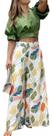 N-I0307-Conjunto Feminino Pantalona Estampada Luxo Top Cropped 146s