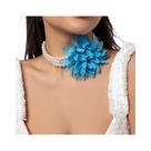 N-L0218-Colar Bijuteria Festa Luxo Choker Flor Pérola Elegante A2029
