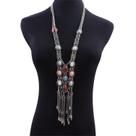 N-L2202-Colar Bijuteria Festa Luxo Maxi Longo Pedraria Chique M2726