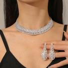 N-L3201-Conjunto Feminino Colar e Brinco Strass Zirconia Brilhante Festa Casamento Noiva Casal Luxo Elegante