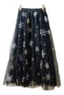 N0107-Saia Feminina Midi Longo Godê Rodado Princesa Tule Bordado