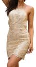 N0236-Vestido Bordado Renda Dourada Decote Festa Balada Casamento