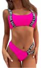 N0258-Biquíni Bikini Bojo Top Cropped Asa Delta Rosa Lançamento K6