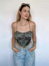 N0367-Blusa Festa Balada Sexy Top Cropped Estampado Floral 28s13