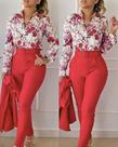 N0501 Conjunto Social Alfaiataria Estampado Calça Camisa Jl439