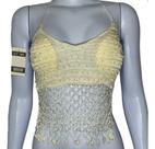 N1042-Top Cropped Tricô Crochê Frente Única Pedraria Preto 355k