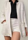 N1178-Conjunto Feminino Short Casaco Sobretudo Branco Luxo 489m