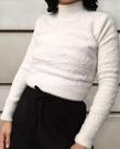 N1224-Blusa De Frio Gola Alta Pêlo Pelinho Branca Luxo 164m