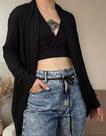 N1233-Blusa De Frio Feminina Cardigan Elegante Inverno Preto 627k