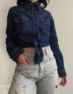 N1249-Blusa Camisa Feminina Jeans Bolsos Gola Elegante 406q N1249-Blusa Camisa Feminina Jeans Bolsos Gola Elegante 406q
