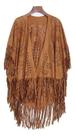 N1359-Kimono Feminino Franja Festa Dia maes Boho Rodeio Arena Aberto Vintage Marrom