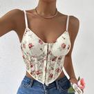 N1382-Blusa Festa Balada Sexy Renda Flor Top Cropped Corset J789