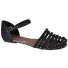 N35 Sandália Tiras Preto Brilhante