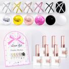 Nail Art Set Double Rhythm Gel Liner Polish 15 ml x6 (dourado, prata, preto e branco)