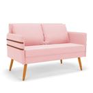 Namoradeira 02 Lugares Mari Suede Castanho Rosa Bebê