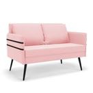 Namoradeira 02 Lugares Mari Suede De Ferro Rosa Bebê