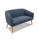 Namoradeira 02 Lugares Stella Suede Azul Marinho Pés Palito Castanho D03 - D'Rossi