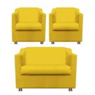 Namoradeira + 2 Polt. Bia P/ Sala de Estar Consultório Clinica Hospital Recepção Suede Amarelo