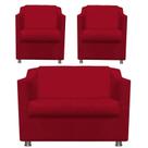 Namoradeira + 2 Polt. Bia P/ Sala de Estar Consultório Clinica Hospital Recepção Suede Vermelho