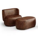 Namoradeira com Puff Orgânico Molly 02 Lugares material sintético Whisky - Abmaza