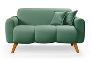 Namoradeira Dallas Confortavel Moderna Em Linho Pes em Madeira Cor: Creme