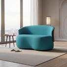 Namoradeira Decorativa Beatriz Orgânica Composê Couro Marrom Suede Azul Turquesa Ms Decor Namoradeira Decorativa Beatriz Orgânica Composê Couro Marrom Suede Azul Turquesa Ms Decor
