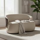 Namoradeira Decorativa Beatriz Orgânica Composê Couro Marrom Veludo Bege Mz Decor Namoradeira Decorativa Beatriz Orgânica Composê Couro Marrom Veludo Bege Mz Decor