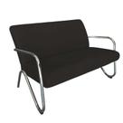 Namoradeira Decorativa Bela Couro Preto Braço Cromado