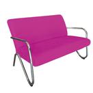 Namoradeira Decorativa Bela Couro Rosa Pink Braço Cromado