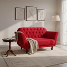 Namoradeira Decorativa Dália Couro Vermelho 2 Lugares Pés Madeira Ms Decor