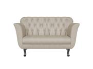 Namoradeira Decorativa Dália Suede Bege 2 Lugares Pés Madeira Ms Decor