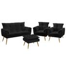Namoradeira e 2 Poltronas Beta com Puff Lunar Sued Aradecor