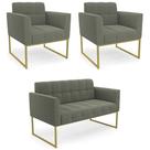 Namoradeira e 2 Poltronas Industrial Dourado Ana Bouclé Menta - Ibiza Namoradeira e 2 Poltronas Industrial Dourado Ana Bouclé Menta - Ibiza