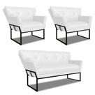 Namoradeira E 2 Poltronas Industrial Pto Anitta Sintét Pu Branco D03 - D'rossi
