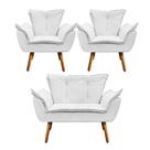 Namoradeira e 2 Poltronas Pé Palito Castanho Opala material sintético Namoradeira e 2 Poltronas Pé Palito Castanho Opala material sintético