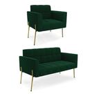 Namoradeira e Poltrona Pé de Ferro Dourado Elisa Bouclê Verde D03 - D'Rossi Namoradeira e Poltrona Pé de Ferro Dourado Elisa Bouclê Verde D03 - D'Rossi