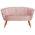 Namoradeira Estofada 2 Lugares Para Sala Comercial Pétala Veludo Rosa Nude - LM DECOR