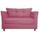 Namoradeira Sofa 2 Lugares Pes de Madeira Isis Suede Rosa