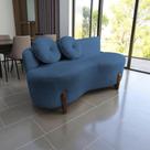 Namoradeira Sofá Feijão Lounge Orgânica Bouclé Azul Marinho